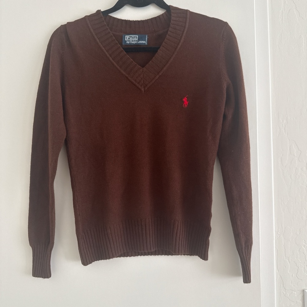 Polo by Ralph Lauren women’s  V-Neck Brown Sweater